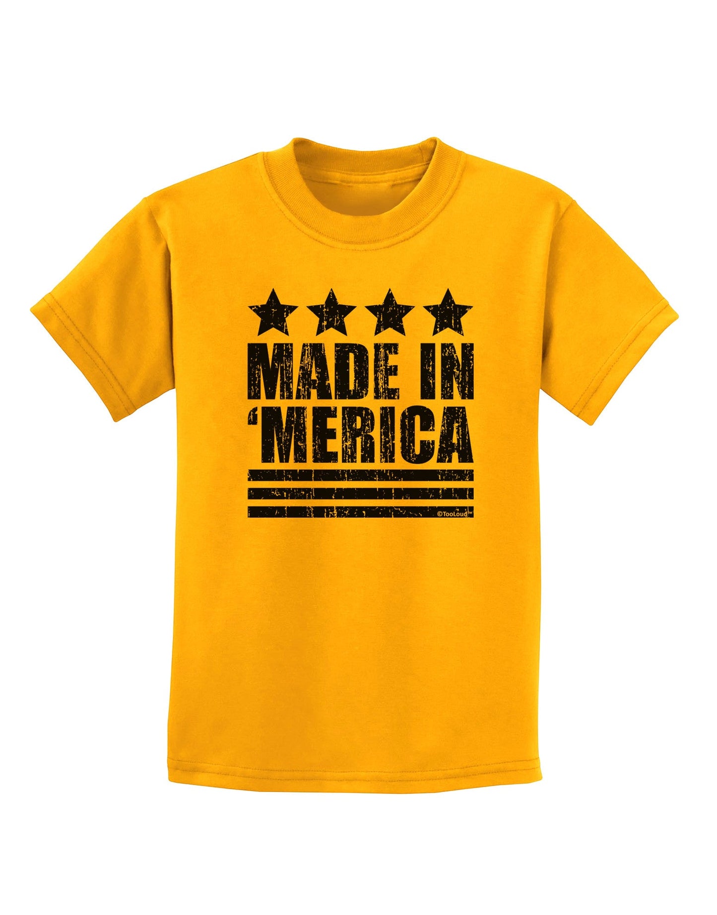 Made in Merica - Stars and Stripes Design Childrens T-Shirt-Childrens T-Shirt-TooLoud-Gold-X-Small-Davson Sales