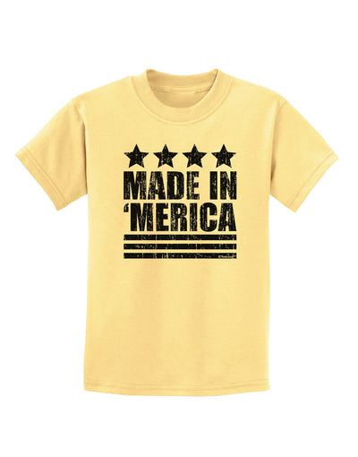 Made in Merica - Stars and Stripes Design Childrens T-Shirt-Childrens T-Shirt-TooLoud-Daffodil-Yellow-X-Small-Davson Sales