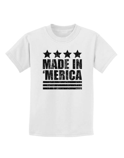 Made in Merica - Stars and Stripes Design Childrens T-Shirt-Childrens T-Shirt-TooLoud-White-X-Small-Davson Sales