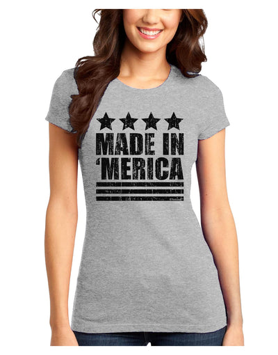 Made in Merica - Stars and Stripes Design Juniors T-Shirt-Womens Juniors T-Shirt-TooLoud-Ash-Gray-Juniors Fitted X-Small-Davson Sales