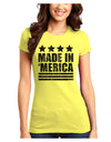 Made in Merica - Stars and Stripes Design Juniors T-Shirt-Womens Juniors T-Shirt-TooLoud-Yellow-Juniors Fitted X-Small-Davson Sales