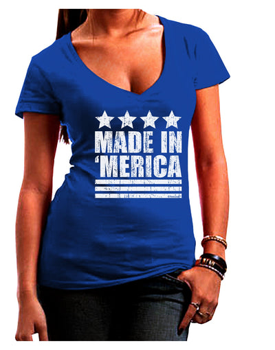 Made in Merica - Stars and Stripes Design Juniors V-Neck Dark T-Shirt-Womens V-Neck T-Shirts-TooLoud-Royal-Blue-Juniors Fitted Small-Davson Sales