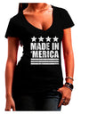 Made in Merica - Stars and Stripes Design Juniors V-Neck Dark T-Shirt-Womens V-Neck T-Shirts-TooLoud-Black-Juniors Fitted Small-Davson Sales