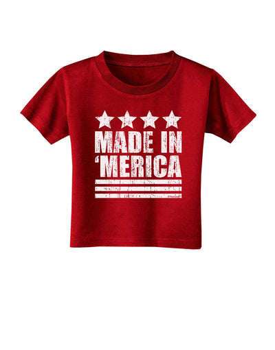 Made in Merica - Stars and Stripes Design Toddler T-Shirt Dark-Toddler T-Shirt-TooLoud-Red-2T-Davson Sales