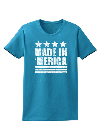 Made in Merica - Stars and Stripes Design Womens Dark T-Shirt-TooLoud-Turquoise-X-Small-Davson Sales