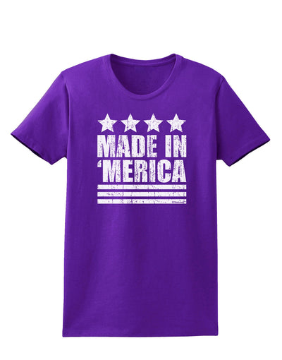 Made in Merica - Stars and Stripes Design Womens Dark T-Shirt-TooLoud-Purple-X-Small-Davson Sales