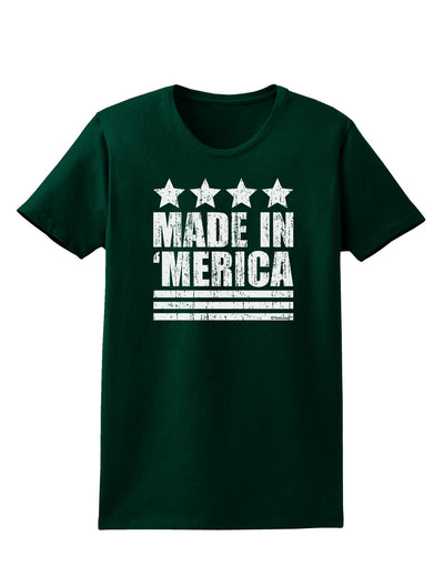 Made in Merica - Stars and Stripes Design Womens Dark T-Shirt-TooLoud-Forest-Green-Small-Davson Sales