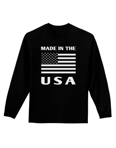 Made in the USA American Flag Adult Long Sleeve Dark T-Shirt-TooLoud-Black-Small-Davson Sales