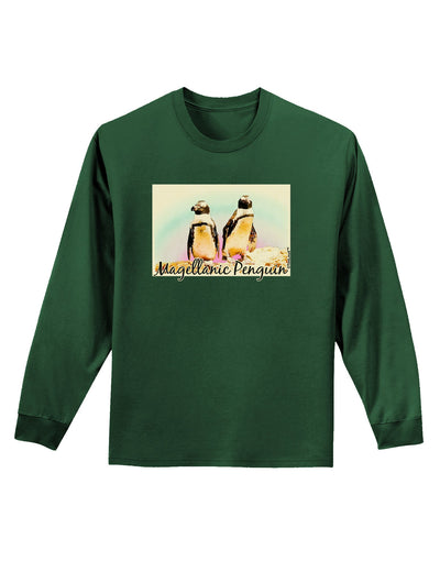 Magellanic Penguin Text Adult Long Sleeve Dark T-Shirt-TooLoud-Dark-Green-Small-Davson Sales