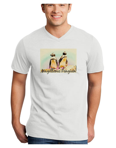 Magellanic Penguin Text Adult V-Neck T-shirt-Mens V-Neck T-Shirt-TooLoud-White-Small-Davson Sales