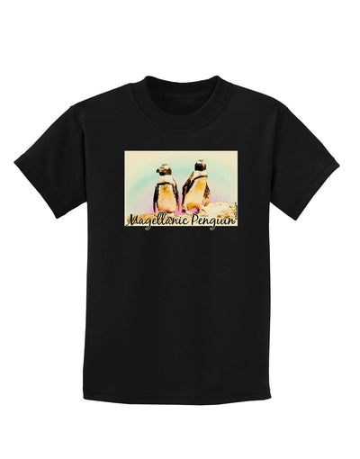 Magellanic Penguin Text Childrens Dark T-Shirt-Childrens T-Shirt-TooLoud-Black-X-Small-Davson Sales