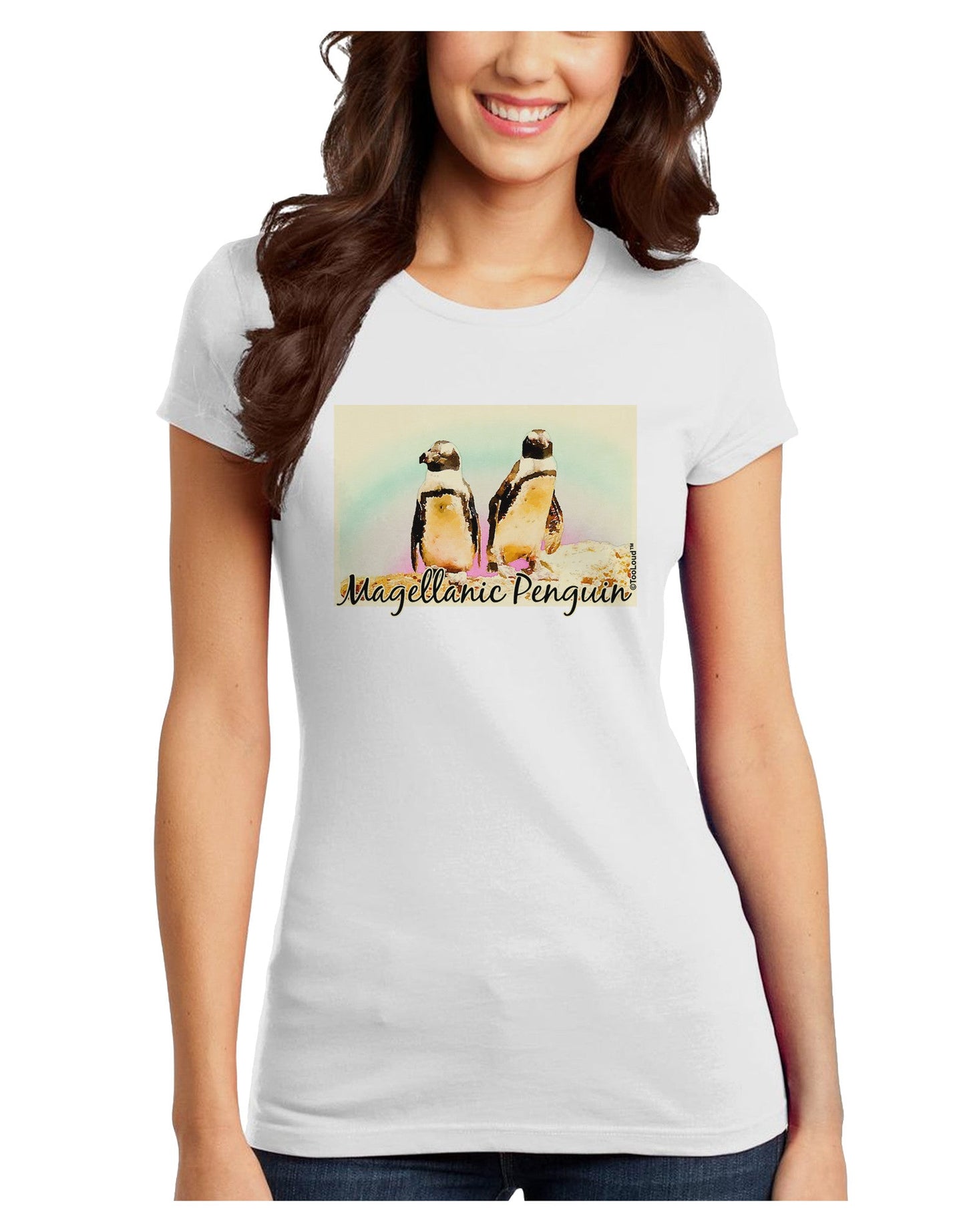 Magellanic Penguin Text Juniors T-Shirt-Womens Juniors T-Shirt-TooLoud-White-Juniors Fitted X-Small-Davson Sales