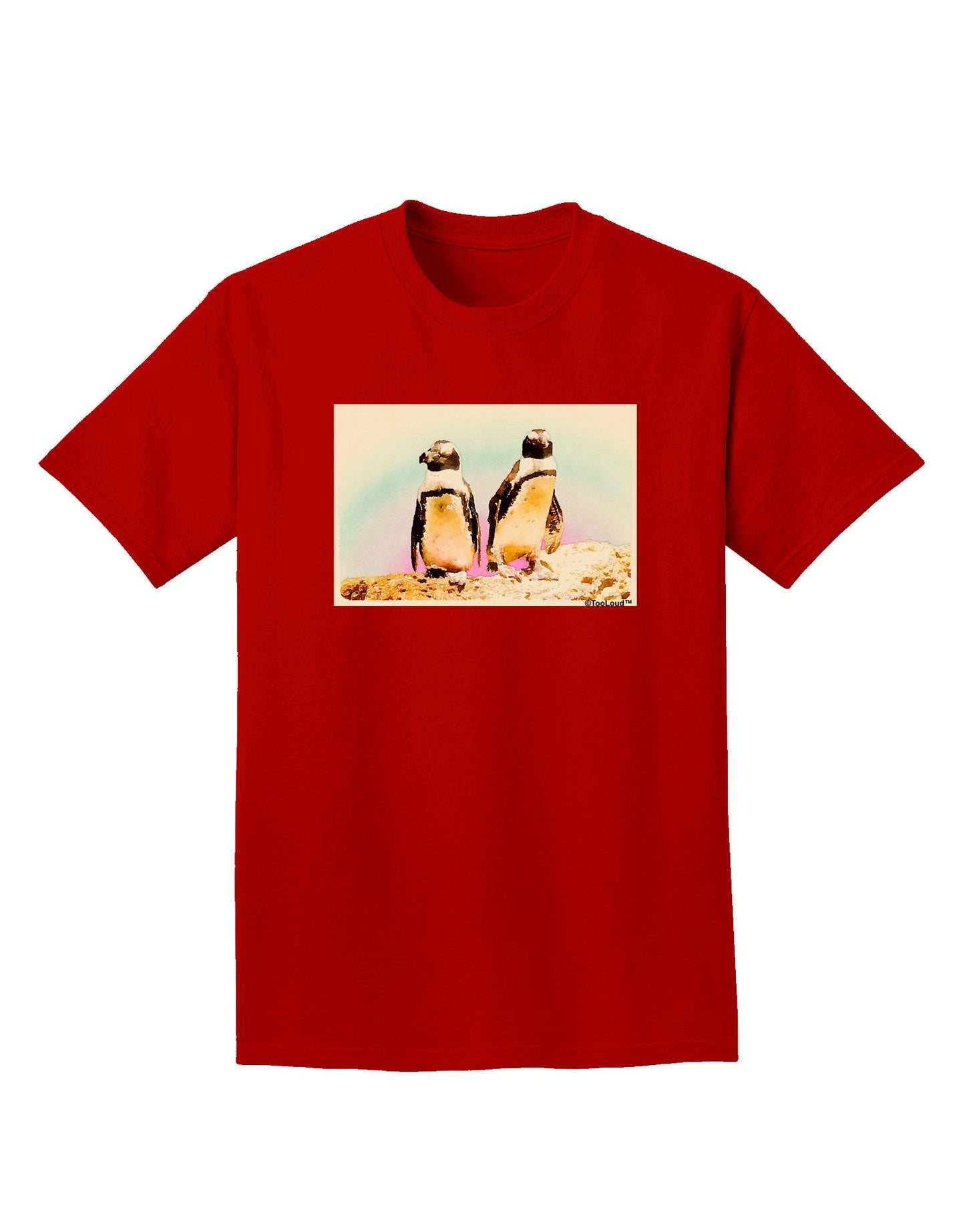 Magellanic Penguin Watercolor Adult Dark T-Shirt-Mens T-Shirt-TooLoud-Red-Small-Davson Sales