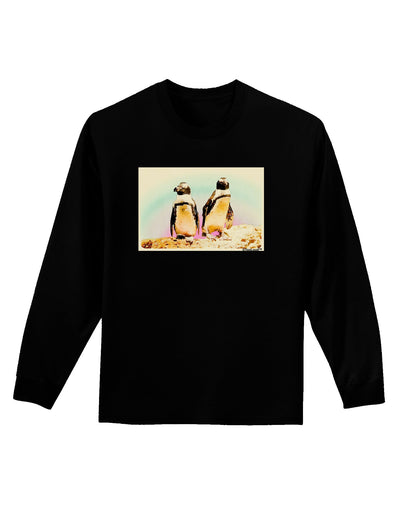 Magellanic Penguin Watercolor Adult Long Sleeve Dark T-Shirt-TooLoud-Black-Small-Davson Sales