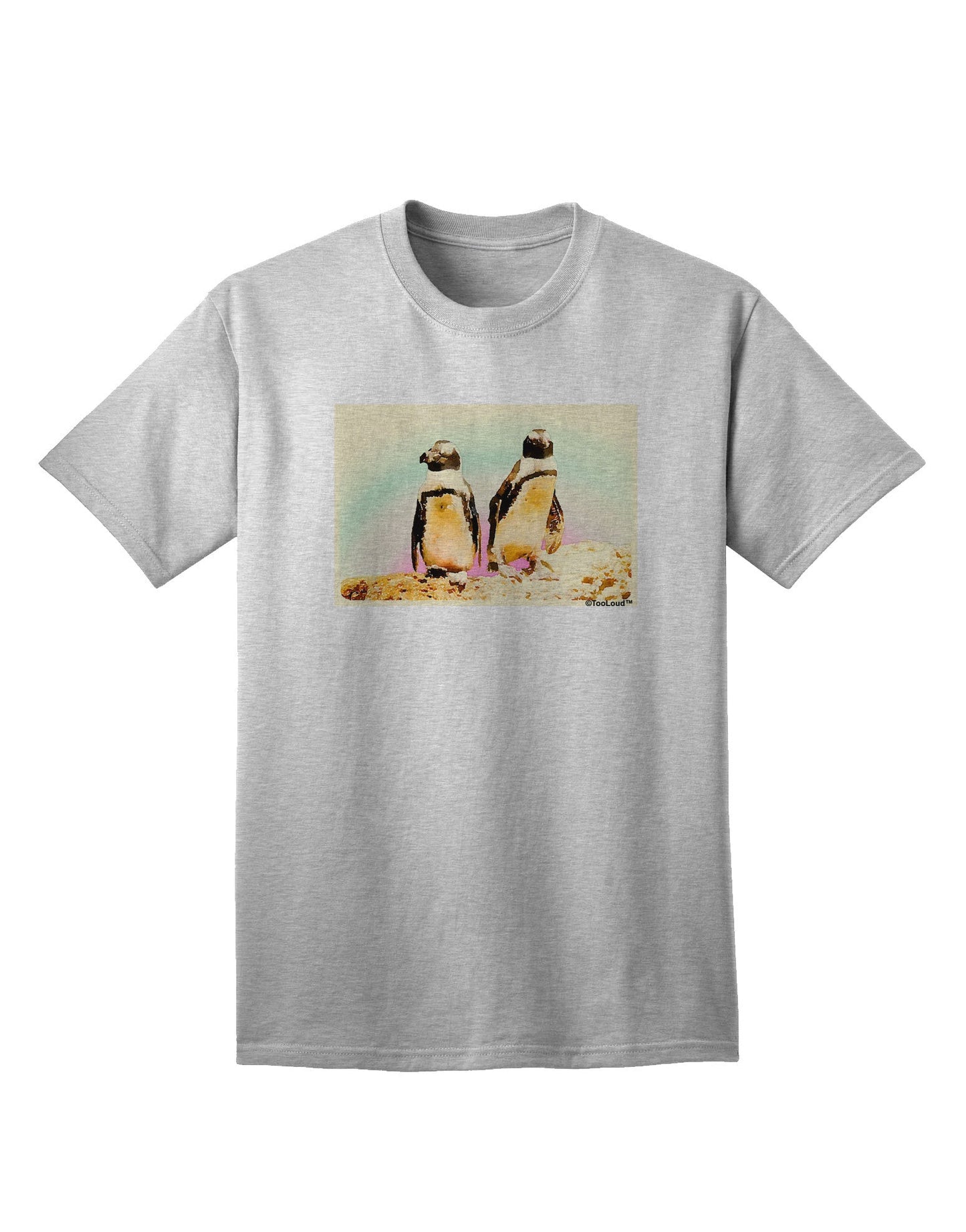 Magellanic Penguin Watercolor Adult T-Shirt-Mens T-Shirt-TooLoud-AshGray-Small-Davson Sales