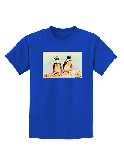 Magellanic Penguin Watercolor Childrens Dark T-Shirt-Childrens T-Shirt-TooLoud-Royal-Blue-X-Small-Davson Sales