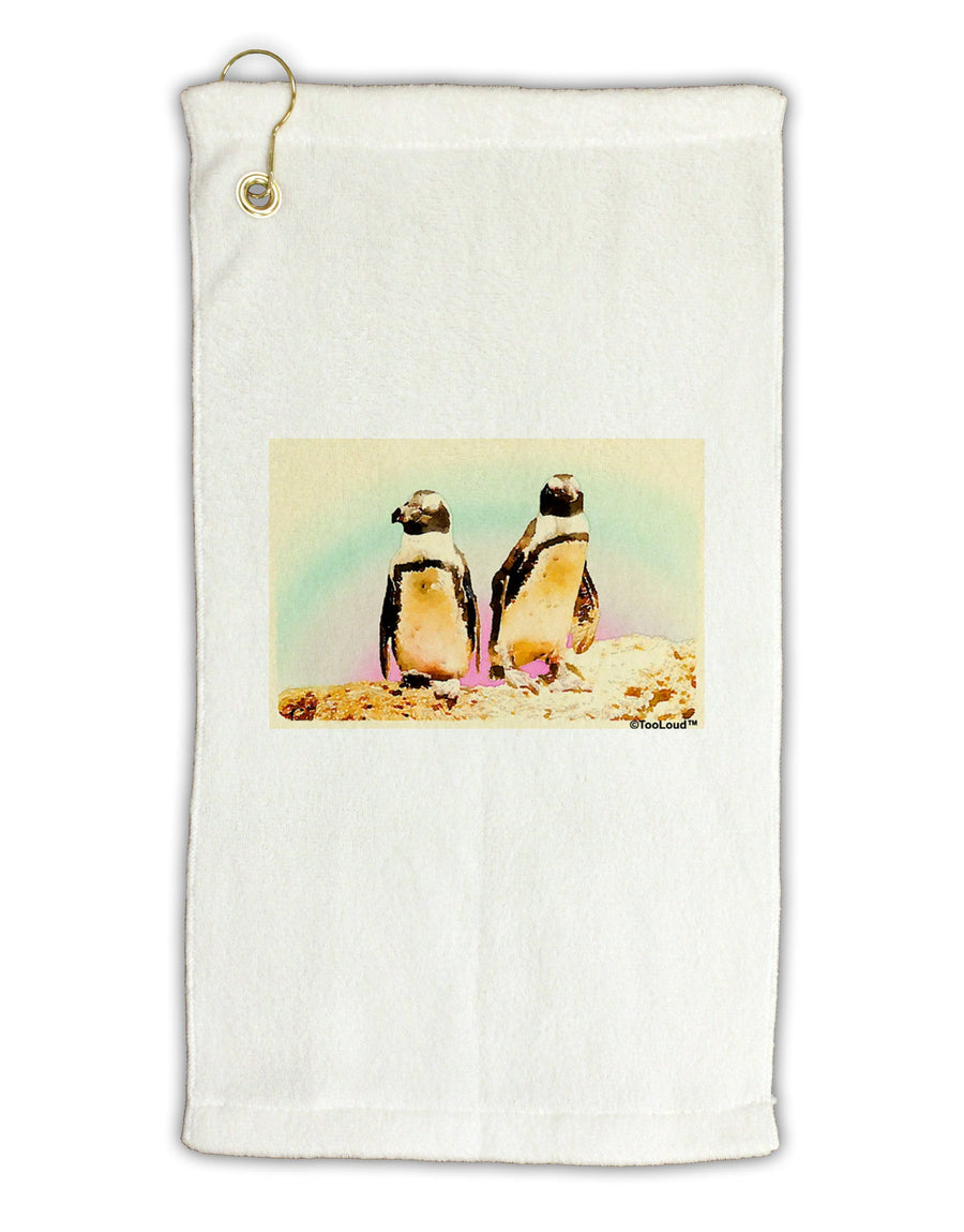 Magellanic Penguin Watercolor Micro Terry Gromet Golf Towel 16x25-Golf Towel-TooLoud-White-Davson Sales