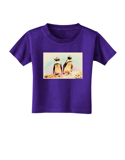 Magellanic Penguin Watercolor Toddler T-Shirt Dark-Toddler T-Shirt-TooLoud-Purple-2T-Davson Sales