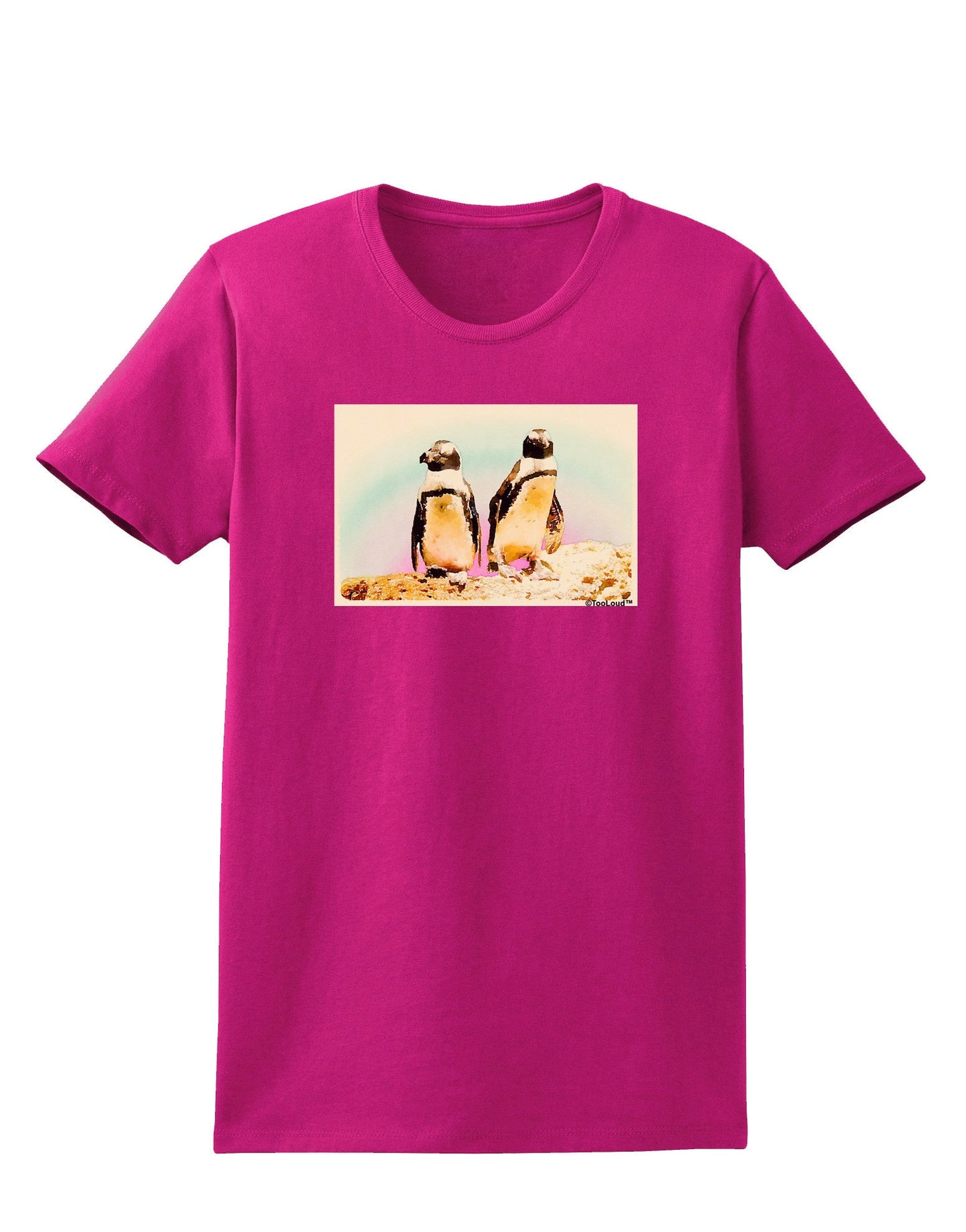 Magellanic Penguin Watercolor Womens Dark T-Shirt-TooLoud-Hot-Pink-Small-Davson Sales