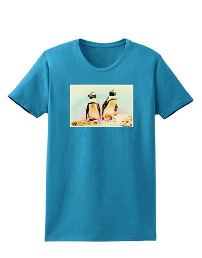 Magellanic Penguin Watercolor Womens Dark T-Shirt-TooLoud-Turquoise-X-Small-Davson Sales