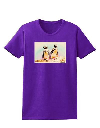 Magellanic Penguin Watercolor Womens Dark T-Shirt-TooLoud-Purple-X-Small-Davson Sales