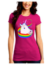 Magical Horn Rainbow Unicorn Juniors Crew Dark T-Shirt-T-Shirts Juniors Tops-TooLoud-Hot-Pink-Juniors Fitted Small-Davson Sales