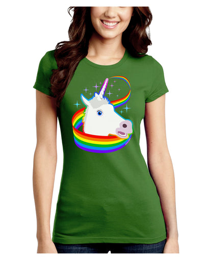 Magical Horn Rainbow Unicorn Juniors Crew Dark T-Shirt-T-Shirts Juniors Tops-TooLoud-Kiwi-Green-Juniors Fitted Small-Davson Sales