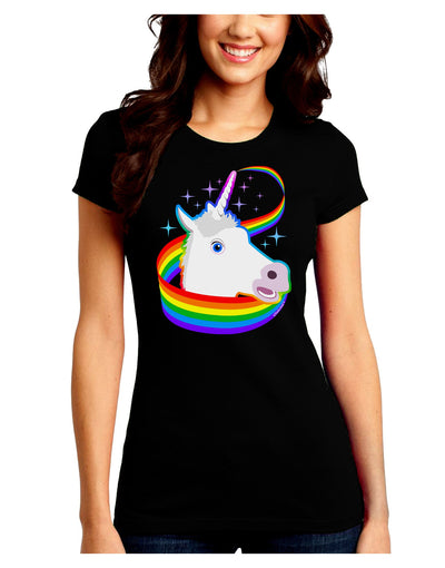 Magical Horn Rainbow Unicorn Juniors Crew Dark T-Shirt-T-Shirts Juniors Tops-TooLoud-Black-Juniors Fitted Small-Davson Sales