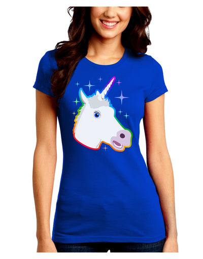 Magical Rainbow Sparkle Unicorn Juniors Crew Dark T-Shirt-T-Shirts Juniors Tops-TooLoud-Royal-Blue-Juniors Fitted Small-Davson Sales