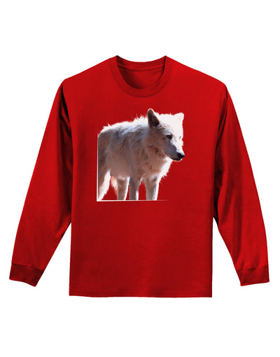 Magnificent Full White Wolf Adult Long Sleeve Dark T-Shirt-TooLoud-Red-Small-Davson Sales