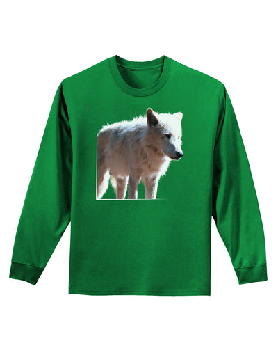 Magnificent Full White Wolf Adult Long Sleeve Dark T-Shirt-TooLoud-Kelly-Green-Small-Davson Sales