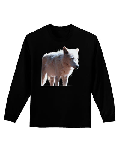 Magnificent Full White Wolf Adult Long Sleeve Dark T-Shirt-TooLoud-Black-Small-Davson Sales