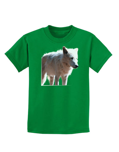 Magnificent Full White Wolf Childrens Dark T-Shirt-Childrens T-Shirt-TooLoud-Kelly-Green-X-Small-Davson Sales