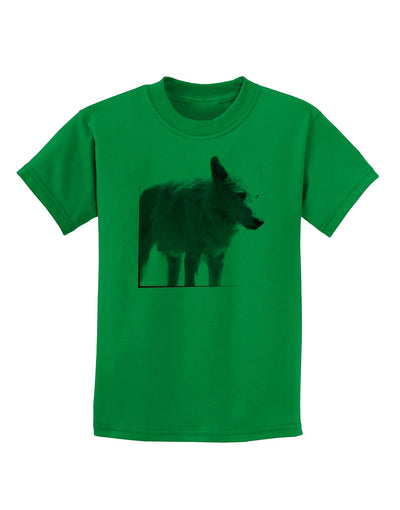 Magnificent Full White Wolf Childrens T-Shirt-Childrens T-Shirt-TooLoud-Kelly-Green-X-Small-Davson Sales