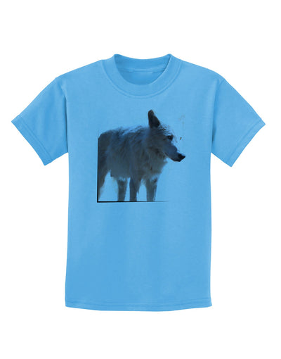 Magnificent Full White Wolf Childrens T-Shirt-Childrens T-Shirt-TooLoud-Aquatic-Blue-X-Small-Davson Sales