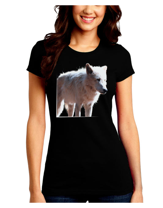 Magnificent Full White Wolf Juniors Petite Crew Dark T-Shirt-T-Shirts Juniors Tops-TooLoud-Black-Juniors Fitted Small-Davson Sales