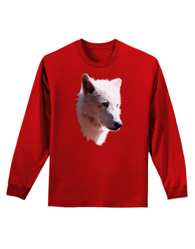 Magnificent White Wolf Head Adult Long Sleeve Dark T-Shirt-TooLoud-Red-Small-Davson Sales