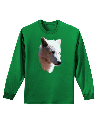 Magnificent White Wolf Head Adult Long Sleeve Dark T-Shirt-TooLoud-Kelly-Green-Small-Davson Sales