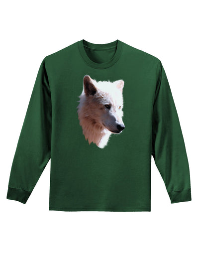 Magnificent White Wolf Head Adult Long Sleeve Dark T-Shirt-TooLoud-Dark-Green-Small-Davson Sales