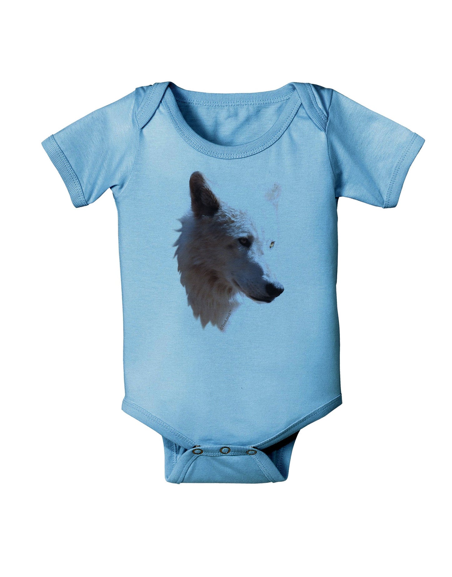 Magnificent White Wolf Head Baby Romper Bodysuit-Baby Romper-TooLoud-LightBlue-06-Months-Davson Sales