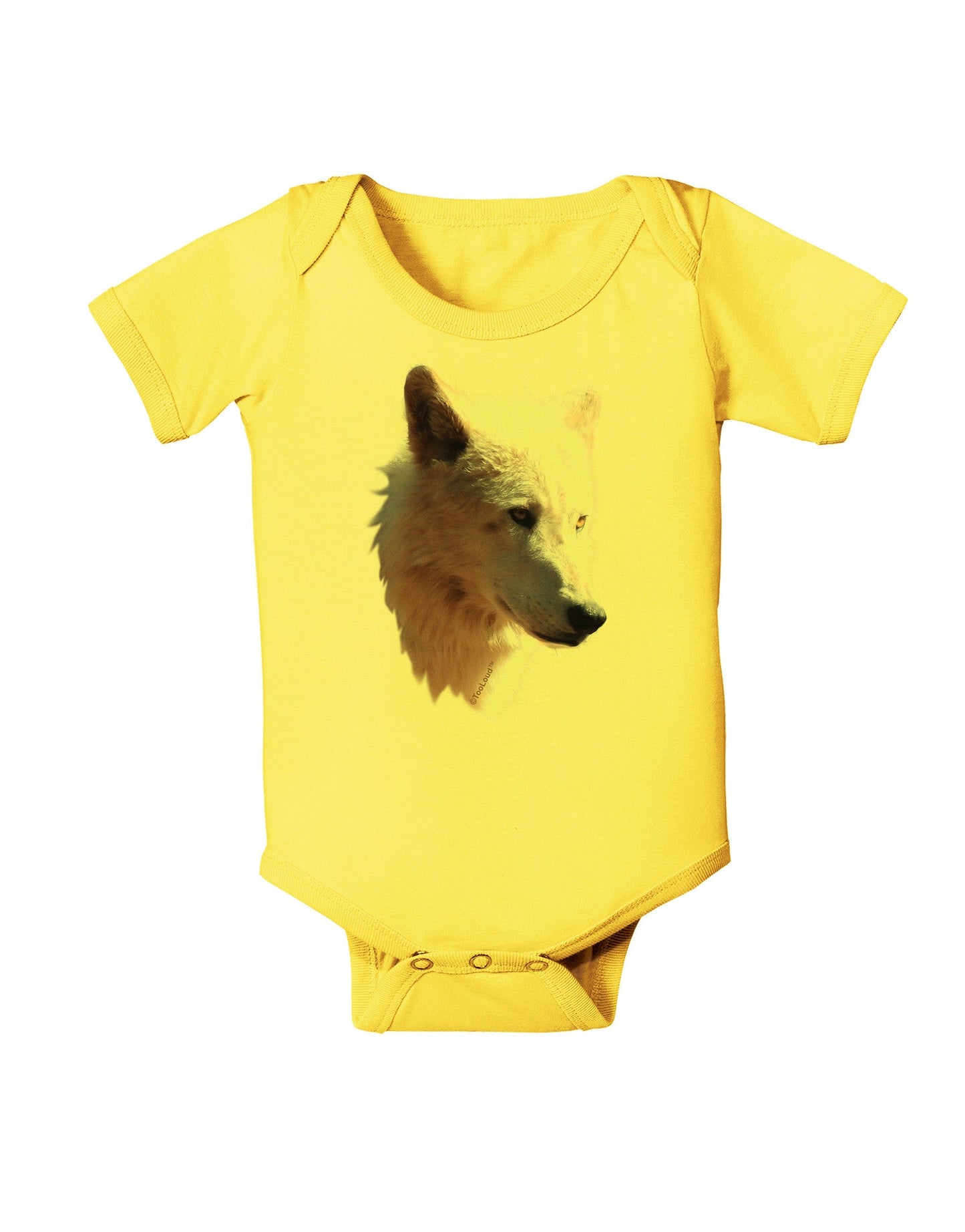 Magnificent White Wolf Head Baby Romper Bodysuit-Baby Romper-TooLoud-Yellow-06-Months-Davson Sales