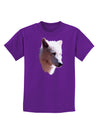 Magnificent White Wolf Head Childrens Dark T-Shirt-Childrens T-Shirt-TooLoud-Purple-X-Small-Davson Sales