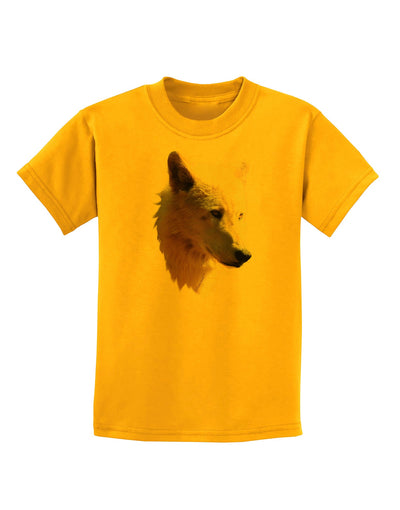 Magnificent White Wolf Head Childrens T-Shirt-Childrens T-Shirt-TooLoud-Gold-X-Small-Davson Sales