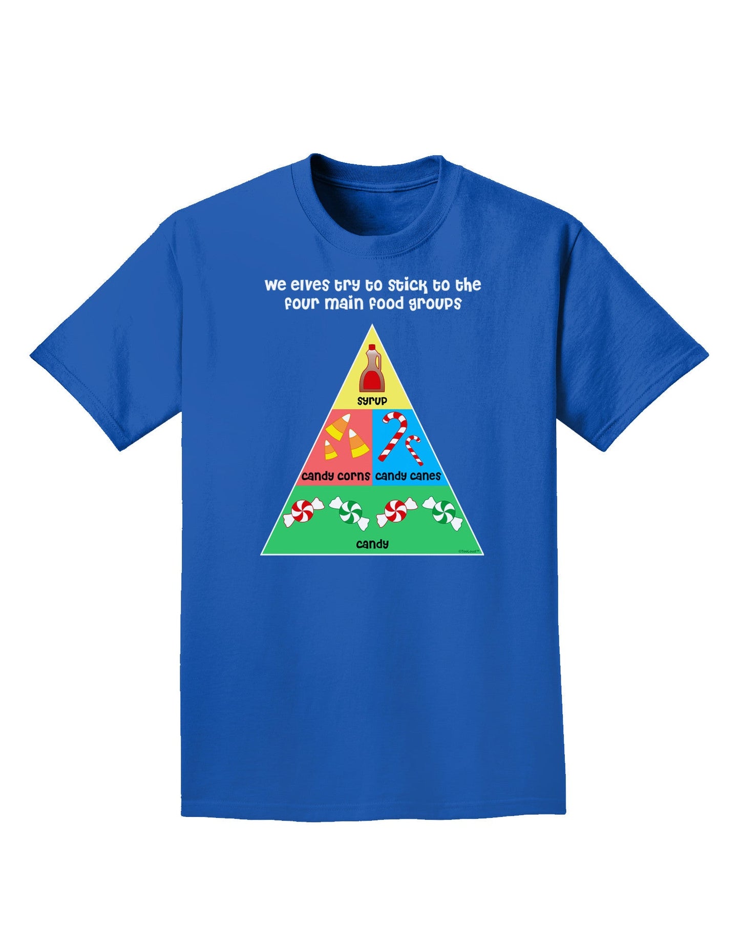 Main Food Groups of an Elf - Christmas Adult Dark T-Shirt-Mens T-Shirt-TooLoud-Royal-Blue-Small-Davson Sales
