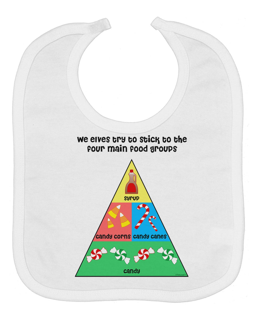 Main Food Groups of an Elf - Christmas Baby Bib