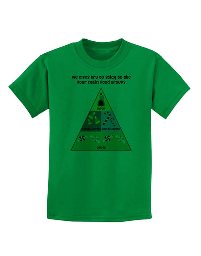 Main Food Groups of an Elf - Christmas Childrens T-Shirt-Childrens T-Shirt-TooLoud-Kelly-Green-X-Small-Davson Sales