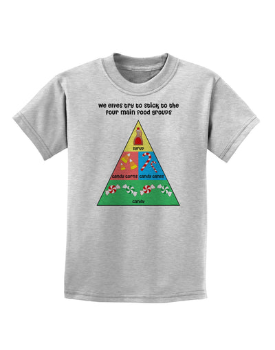 Main Food Groups of an Elf - Christmas Childrens T-Shirt-Childrens T-Shirt-TooLoud-AshGray-X-Small-Davson Sales