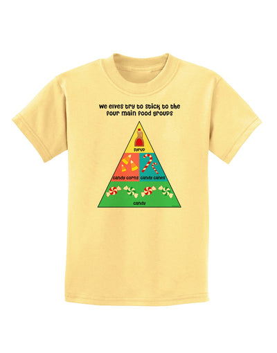 Main Food Groups of an Elf - Christmas Childrens T-Shirt-Childrens T-Shirt-TooLoud-Daffodil-Yellow-X-Small-Davson Sales