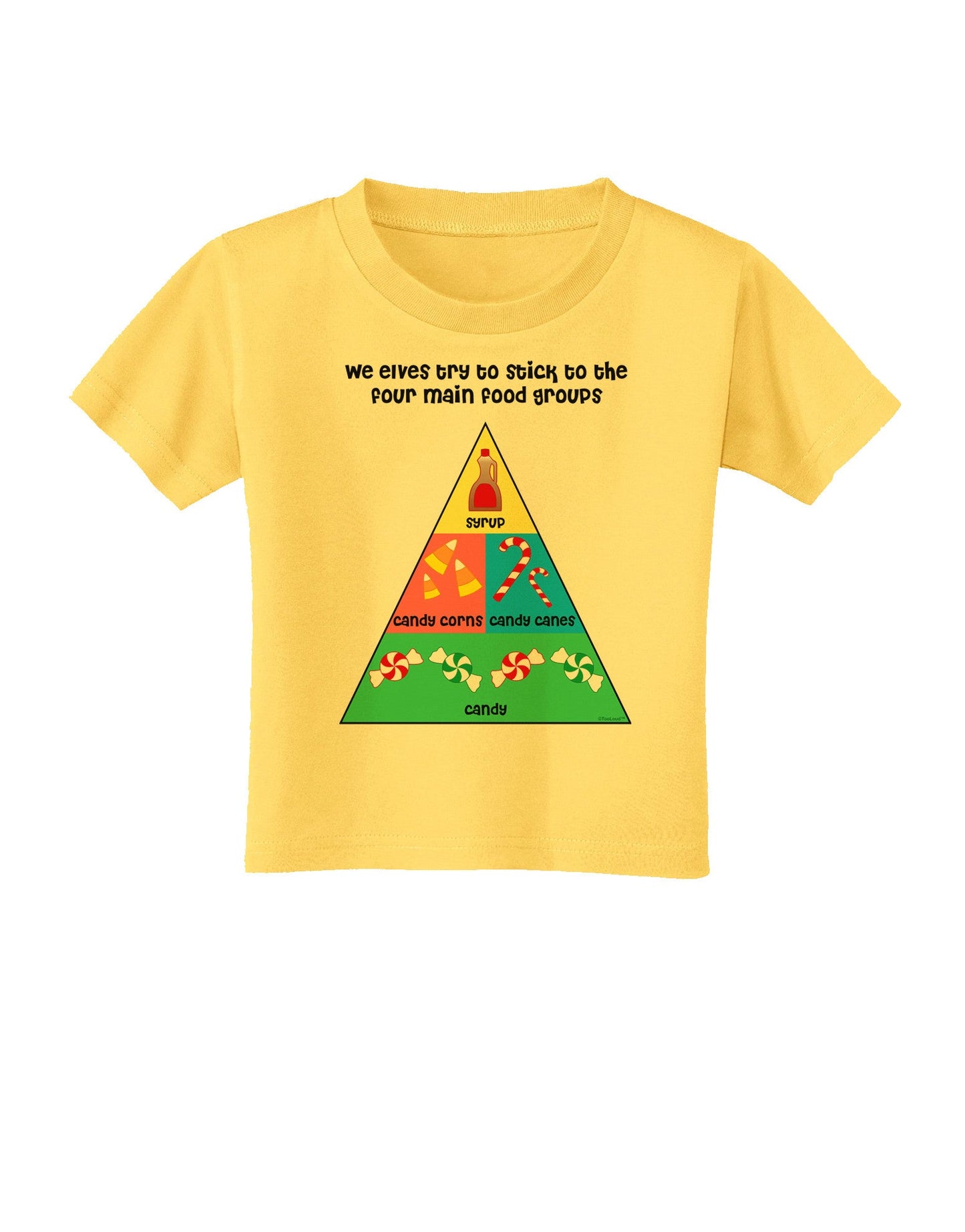 Main Food Groups of an Elf - Christmas Toddler T-Shirt-Toddler T-Shirt-TooLoud-Yellow-2T-Davson Sales