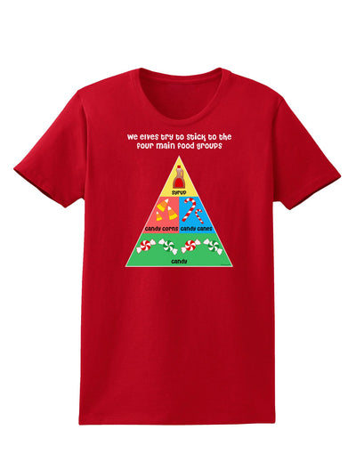 Main Food Groups of an Elf - Christmas Womens Dark T-Shirt-TooLoud-Red-X-Small-Davson Sales